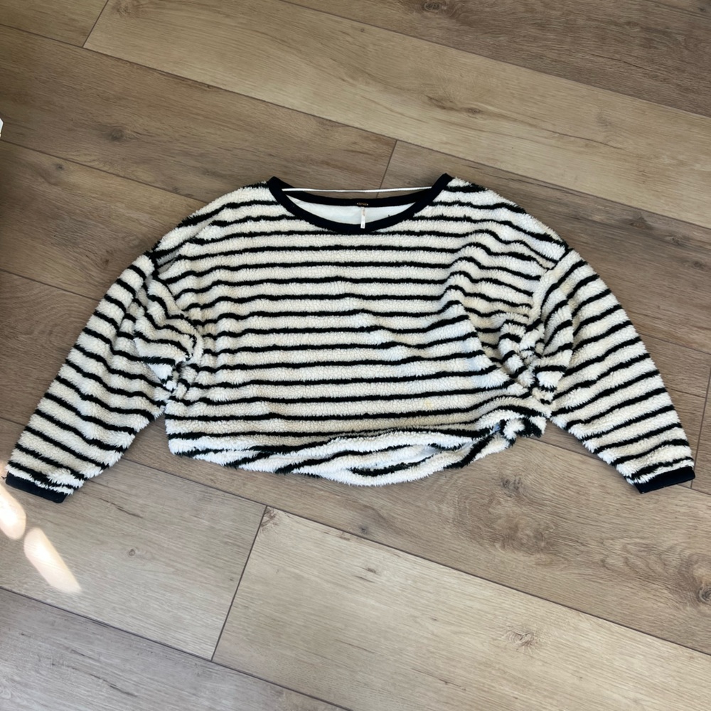 Free People Stripped Cropped Sweater XS